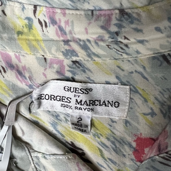 Vintage Guess by Georges Marciano Floral Short Sleeve Button Up Rayon Shirt L - Picture 5 of 9